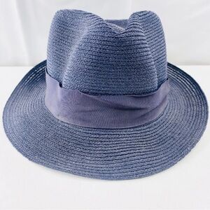 Biltmore Straw Fedora Mens Hat 7 3/8 Royal Blue Lightweight Vintage Made In USA